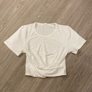 Aritzia | Wilfred Free White Subah front-knot short sleeve tee | Size Medium